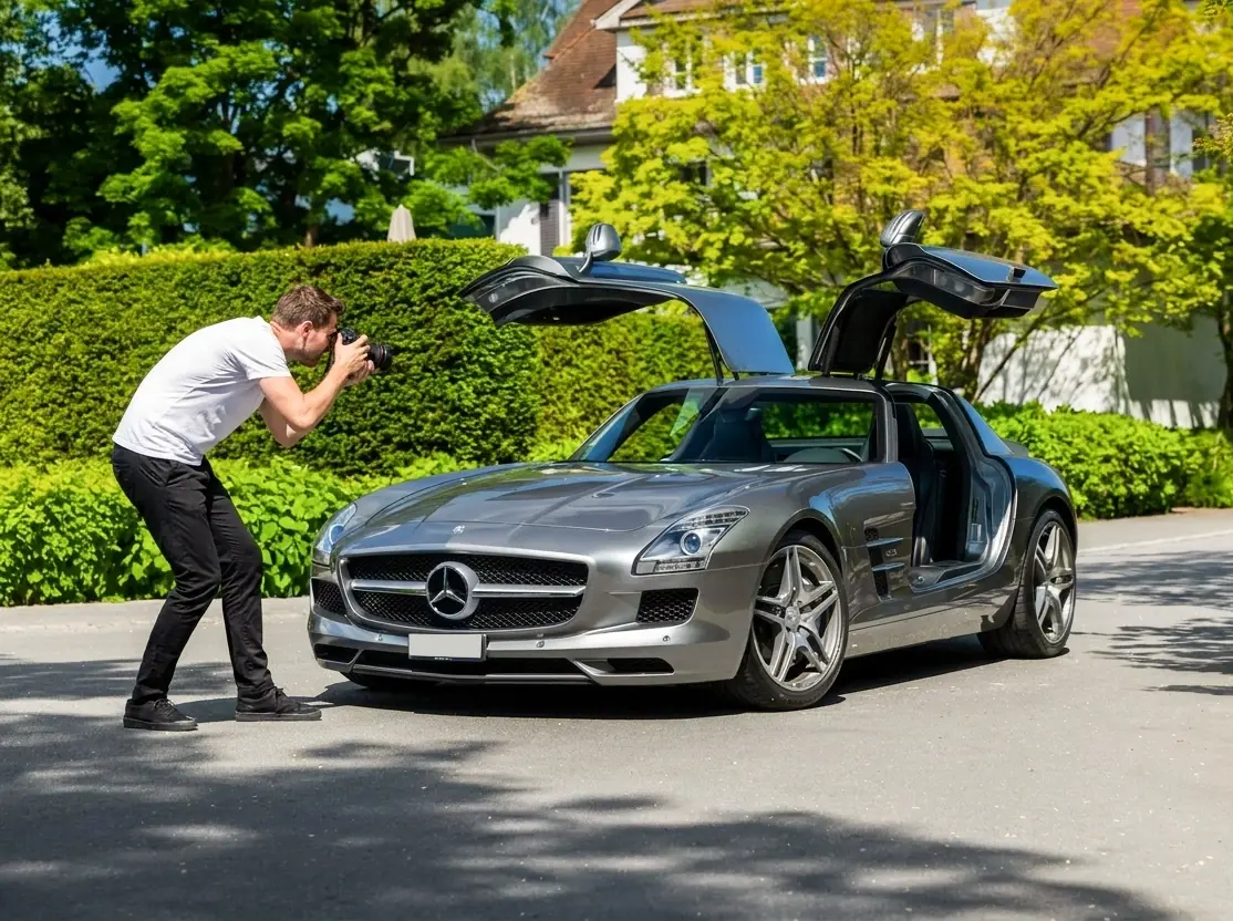 Zertifizierter revisto Fotograf bei einem Fahrzeug-Shooting vor Ort